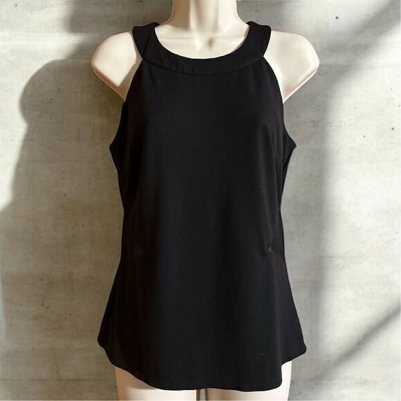 Ro & De Tops - Ro & De Black Dressy Sleeveless Top Back Zipper Back Sheer Diamond Mesh Cutouts